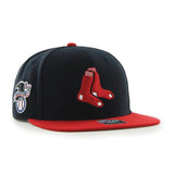 Boston Red Sox 47 Brand Sure Shot Two Tone Captain Socks Logo Snapback Red Navy - MamySports
