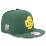 Green Bay Packers New Era Brand Green GB Historic Logo Baycik 9FIFTY Snapback Adjustable Hat Green - MamySports