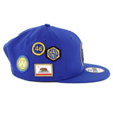 Golden State Warriors New Era Brand NBA 9Fifty Patch Snapback Hat Royal Blue - MamySports