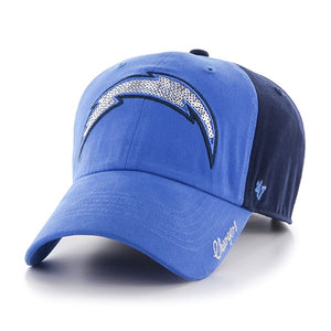 San Diego Chargers New Era Brand 59FIFTY Sparkle Two Tone Clean Up Light Navy 47 Brand Womens Hat - MamySports