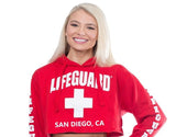 Lifeguard Iconic Cropped Hoodie (San Diego, CA) Red / White - MamySports